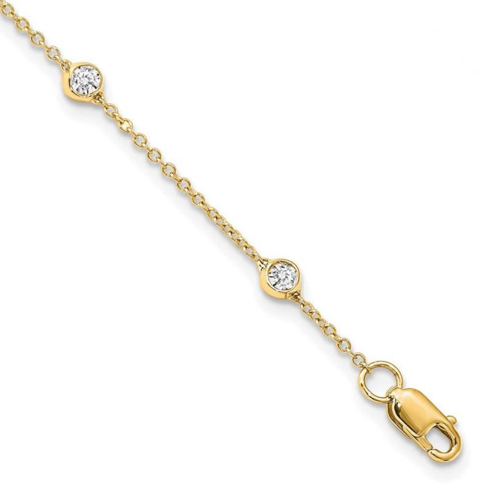 14k Yellow Gold 1/2 Ct Lab Grown Diamond (E-F, VS1) Station Anklet - 9in